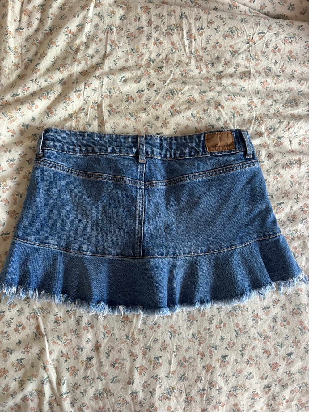 American Eagle Outfitters Blue Denim Ruffle Hem Mini Skirt